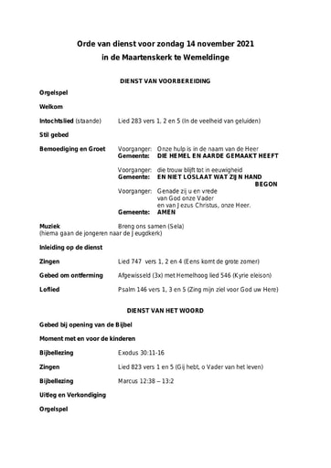 Orde van dienst en zondagsbrief  14 november 2021 (003)