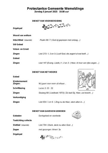Orde van dienst 5 januari 2025