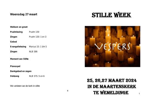 VESPERS IN DE STILLE WEEK 2024