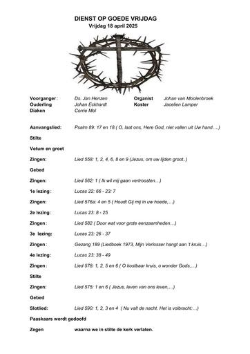 DIENST OP GOEDE VRIJDAG