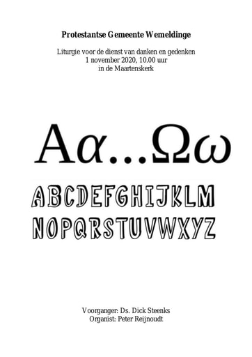 Orde van dienst 1 november 2020