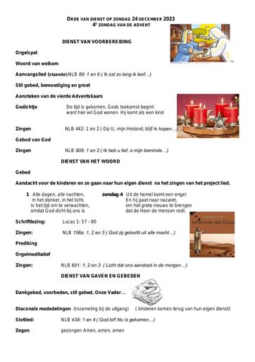 Orde van dienst  24 december  2023
