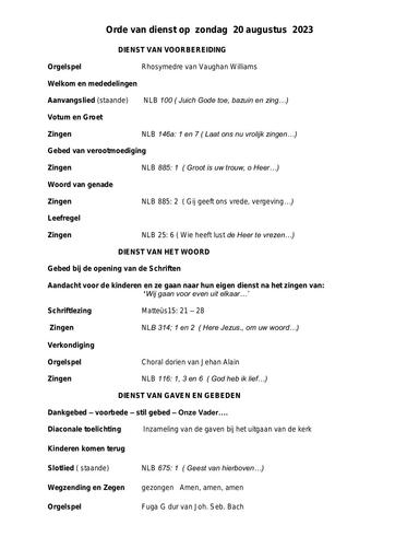Orde van dienst en zondagsbrief 20 augustus 2023 docx