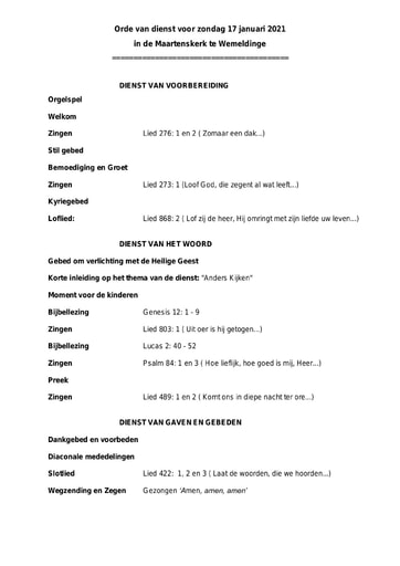 Orde van dienst en zondagsbrief 17 januari 2021 docx