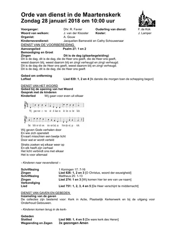 Orde van dienst 28 januari