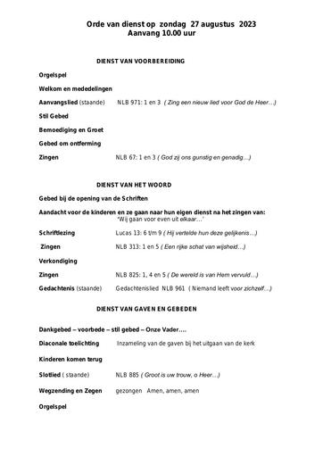 Orde van dienst en zondagsbrief 27 augustus 2023 docx