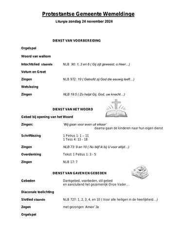 Orde van dienst 24 november 2024