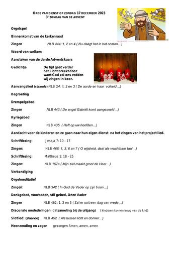 Orde van dienst 17 december  2023